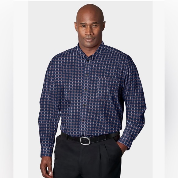 KS Signature Collection Wrinkle-Free Long-Sleeve Button-Down Collar Dress Shirt - Picture 1 of 8